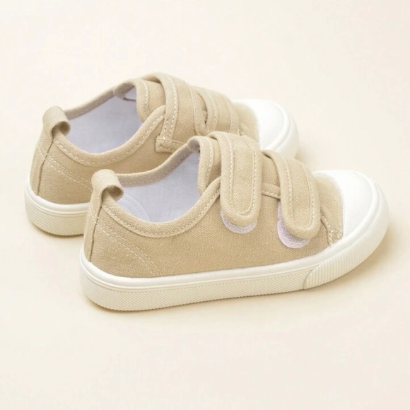 Unisex toddler girls / boys Tan Velcro sneakers - Picture 2 of 5
